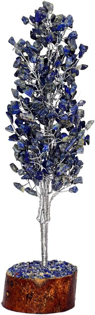 Opulence Natural Gemstone Bonsai Money Tree Good Luck, Wealth Health &Spiritual Gift Crystal Energy Feng Shui Home Table Decor Size LARGE-12 Inch ; 300 Tumble Leaves (Lapislazuli(Silver Wire Tree)