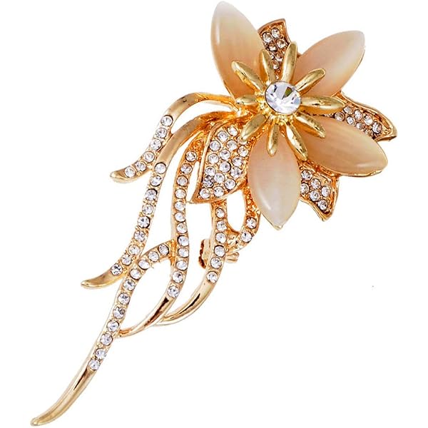 Broche Fleur Strass Élégante - Cristaux Brillants - Accessoire Mode Pour Robe, Chapeau Ou Écharpe