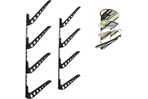 HIKULA 5 Board Surf Rack Wall Mount for Surfboard, Wakeboard, Snowboard Storage Wall Rack Adjustable Wall Hangers Boards Display