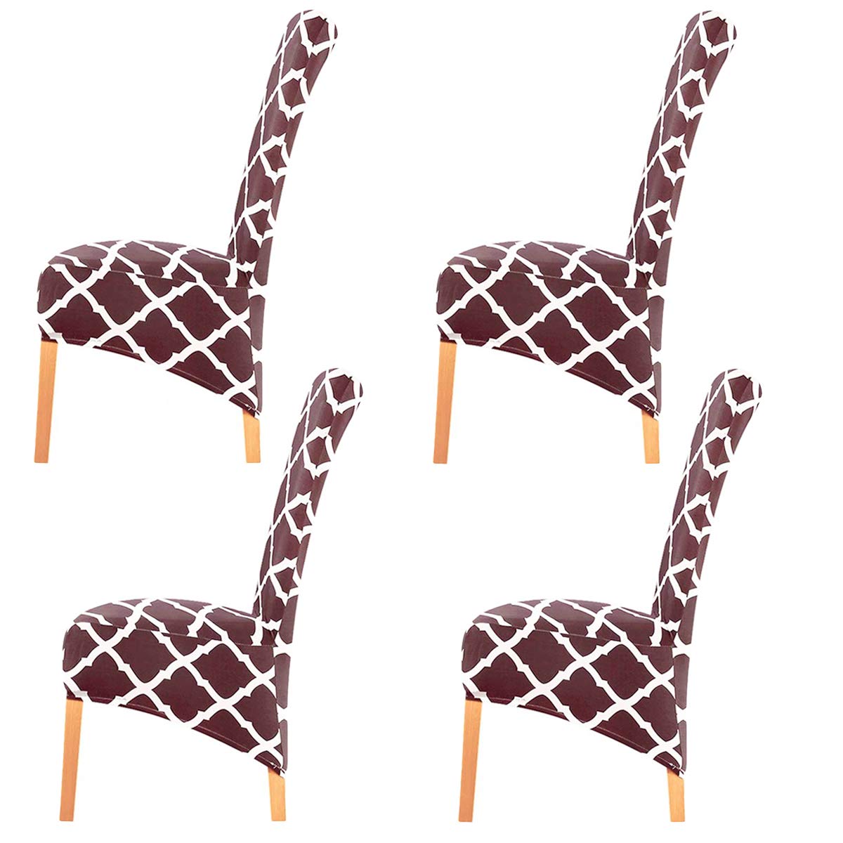 KELUINA Stretch XL Chair Covers for Dining Chairs 2/4/6 Pcs Chair Protective Slipcover,Elastic Chair Protector Seat Covers for Dining Room Wedding Banquet Party Decoration (Coffee,4 Pack)
