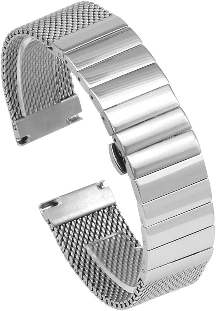 18mm 20mm 22mm 24 mm Stainless Steel Mesh Watch Band Shark Diving Strap Replacement Part