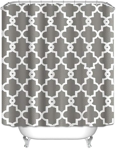 Amazon シンプル おしゃれ シャワーカーテン 180 180cm 防カビ 防水 無臭 幾何学模様 ポリエステル製 バスカーテン お手入れ簡単 カーテンリング付 洗面所 バス用品 シャワーカーテン ホーム キッチン オンライン通販
