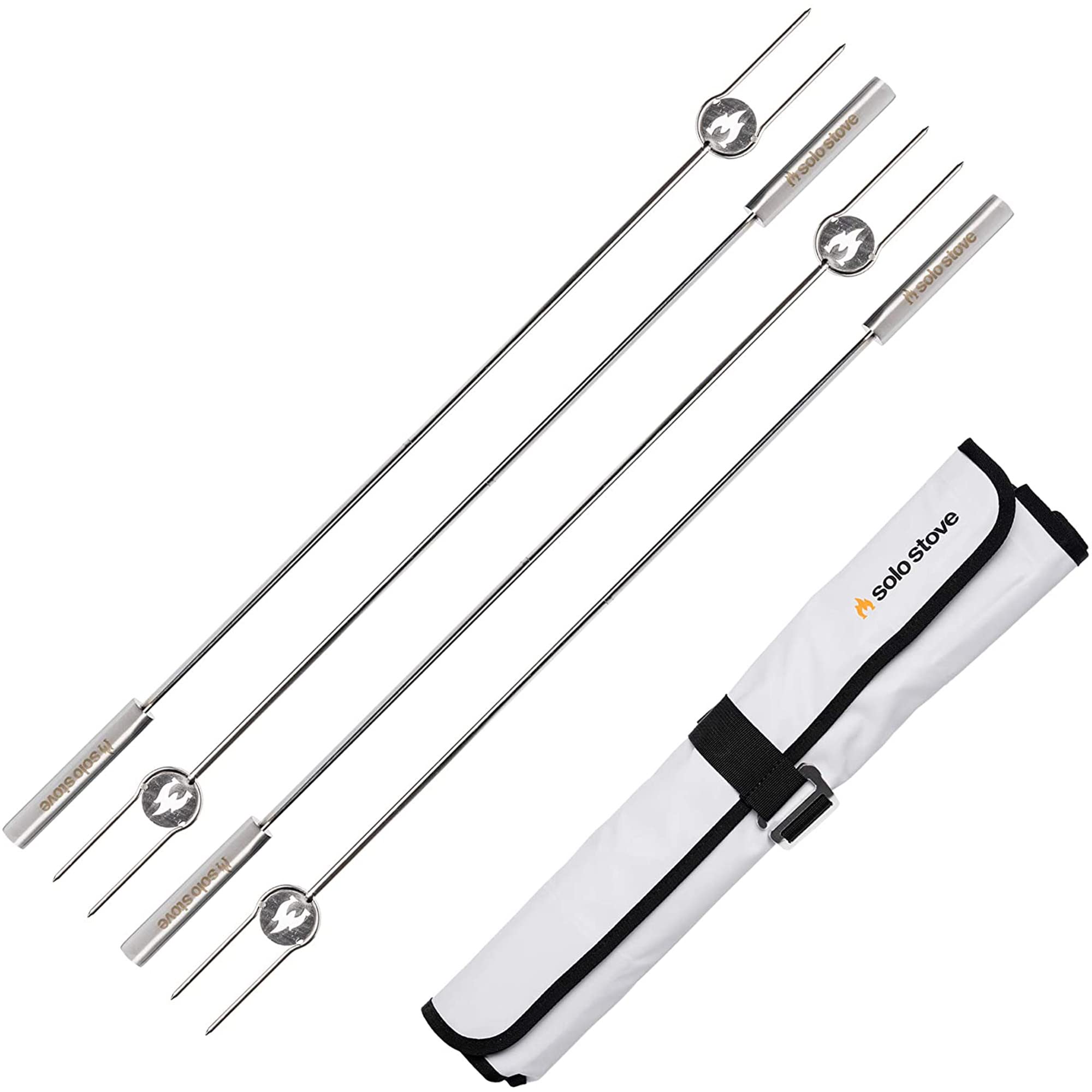 Solo Stove for Fire Pits Sticks | Set of 4 with Protective Casing, Stainless Steel, Great for Roasting Marshmallows and Hot Dogs, Marshmallow Sticks, Fire Pit Accessories, Length: 91,5 cm