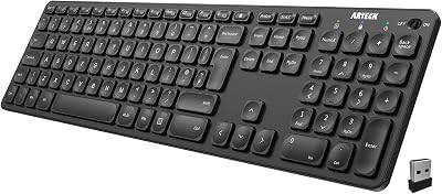 Arteck 2.4G Wireless Keyboard Ultra Slim Full Size with Numeric Keypad