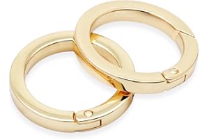 CRAFTMEMORE Metal O Ring Spring Opening Purse Making Snap Angle-Edge O-Rings Clip Key Ring Holder 2pcs SCOF (1 1/2 Inch, Gold)