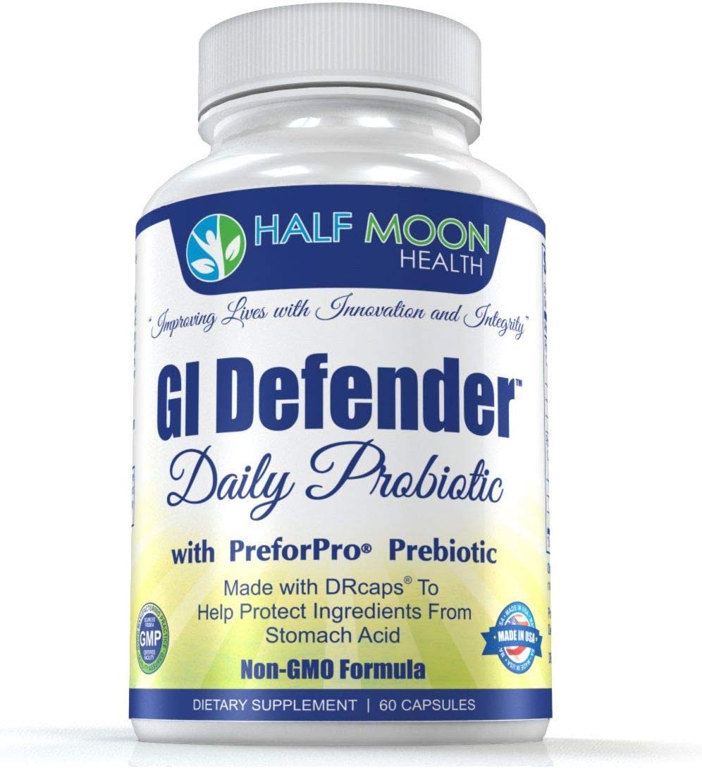 GI Defender Daily Probiotics with Prebiotics Multi Strain Vegan with Acidophilus Acid Resistant DRcaps® for Digestive and Immune Health Economical 1 Month Supply Satisfaction Guaranteed