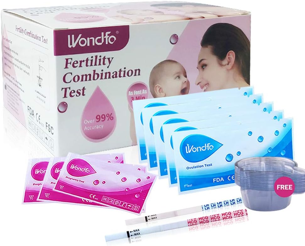 Wondfo 30 x Ovulation Urine Test Strip LH Tests Kits +10 x Pregnancy Urine Test Strip HCG Tests Kits with Urine Cup