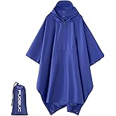 Fuosuc hooded waterproof raincoat, outdoor hiking, unisex, camping mat and small tent (US, Alpha, One Size, Regular, Regular, Deep Blue)