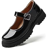 IUY Mary Jane Shoes Women Platform Mary Janes for Women Ladies Chunky Maryjane Flats Non Slip Shoe Dress Casual Comfortable School Shoes