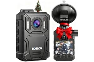 BOBLOV KJ23Pro 2K Body Camera, 128GB Body Worn Camera with Night Vision, 4000mAh Battery for 15 Hours Continuous Recording, with Car Suction for Dashcams, Law Enforcement, Security, Outdoor Work