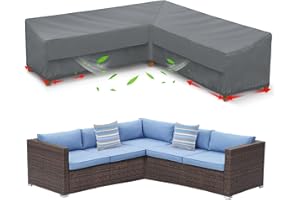 STARTWO Outdoor Sectional Covers Waterproof 100"x100" V-Shaped Patio Furniture Covers for Deck, Lawn and Backyard, Heavy Duty Outdoor Couch Cover Sofa Cover, Gray