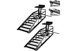 2 Pack Heavy Duty Hydraulic Car Ramps 5t 11,000Lbs, Steel Lift Ramps with Adjustable Height, Low Profile Service Ramps for Tr