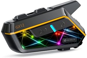 gearelec Motorcycle Bluetooth Headset 【Multitasking Audio】【Mesh Intercom】, 10 Riders 2000M Helmet Communicaition System，Motorcycle Helmet Bluetooth with HiFi Sound/RGB Light/Music Sharing/ 1000mAh