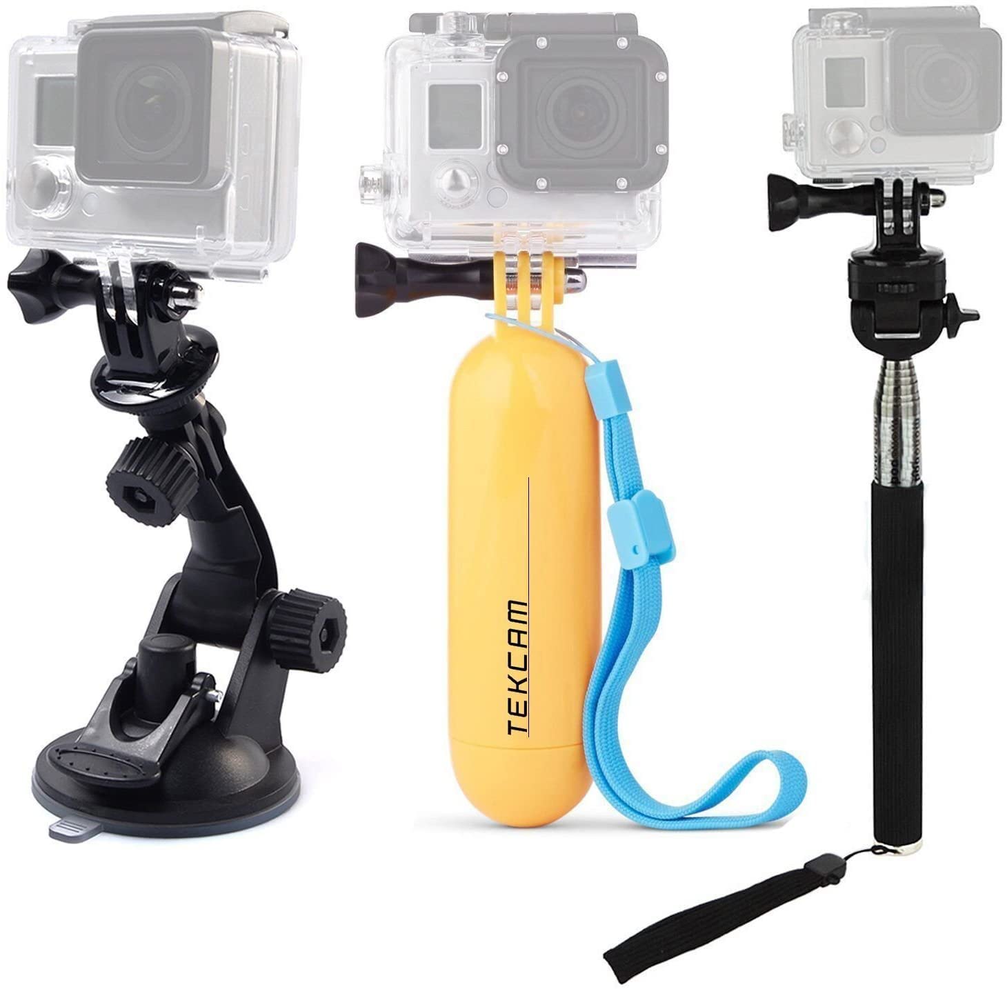 Action Camera Selfie Stick Floating Handle Grip and Suction Cup Windshield Mount Compatible With GoPro Hero 13 12 11 10 9/ AKASO EK7000 /DJI Osmo Action 4 5 Pro/Insta360 X5 Action Cam Accessories