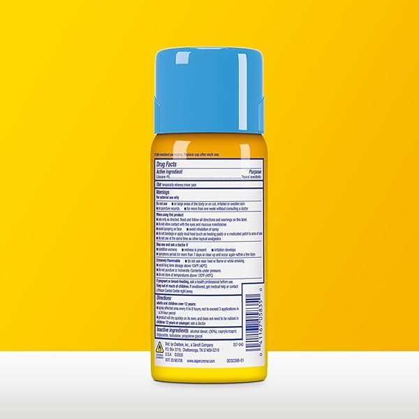 ASPERCREME LIDOCAINE DRY SPRAY SOOTHES AGGRAVATED NERVES, NUMBING TOPICAL PAIN RELIEF SPRAY WITH MAX-STRENGTH 4% LIDOCAINE SPRAYS AT ANY ANGLE, 4 OZ.
