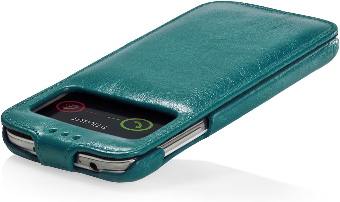 Stylish Leather Case Ultra Slim Case with Viewing Window for Samsung Galaxy S4 I9500 & I9505, Ocean Green - Image 5