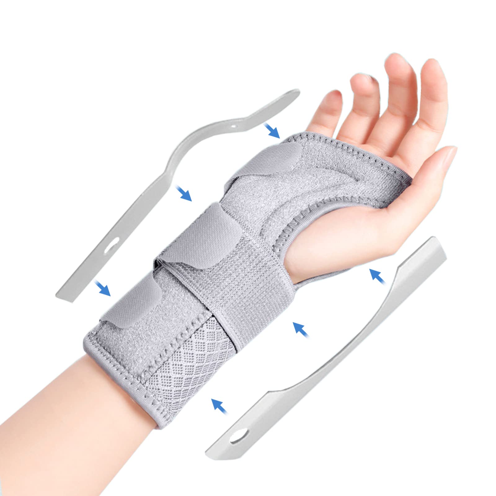Paskyee Carpal Tunnel Wrist Brace for Men and Women, Adjustable Wrist Support for Right and Left Hand, Pain Relief for Arthritis, Tendonitis, Sprains Gray Left L/XL