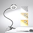 GARMESE LED Desk Lamp Clip on Light with 3 Color Modes 10 Brightness Ring/Clamp Light 360° Flexible Gooseneck Dimmable Eye Protection Desk Light Desk Lamps for Home Office with Video Tutorials