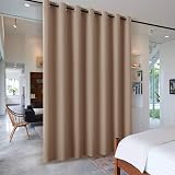 PONY DANCE Extra Wide Long Eyelet Blackout Curtain 120x96 Mocha view 5