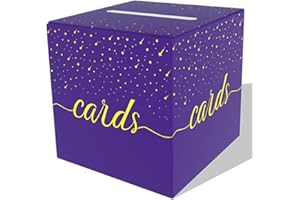 OLIVBIN Purple Card Box, Wedding Party Card Storage Box, Used for Birthday, Baby or Bride, Graduation Ceremony, Retirement Ceremony, Anniversary Decoration Party Supplies