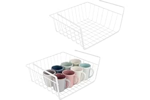 MANCHAP 2 Pack Under Shelf Basket, Under Shelf Storage Basket, Multifunctional Hanging Organizer Rack for Kitchen Cabinet, Be