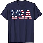 USA American Flag Patriotic Red White Blue Stars & Stripes T-Shirt