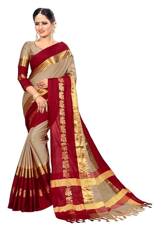 Women's Cotton Silk Saree With Blouse Piece.