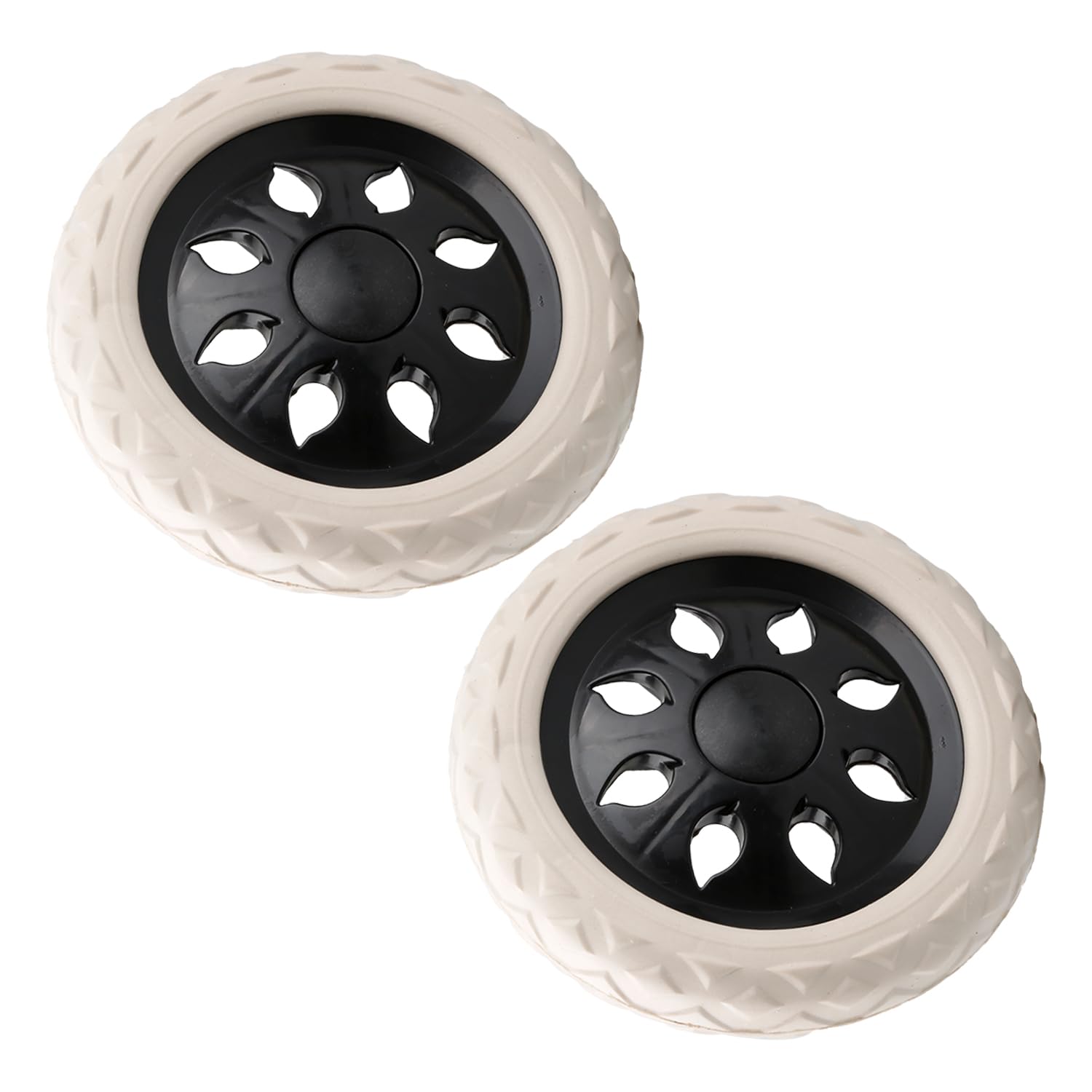 Rumyve 2 Pcs Shopping Cart Replacement Wheels,Black and White Wheels Trolley Caster for Shopping Trolleys Carts Luggage Cartwheel Replacing, 2306-61A