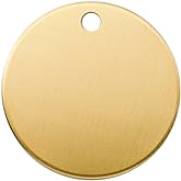 ABBECIAO 1Inch Circle Brass Blanks 14ga. Thick Smooth Edges Brass Round Disc Tags for Metal Stamping and Engraving with One Hole. Pack of 10