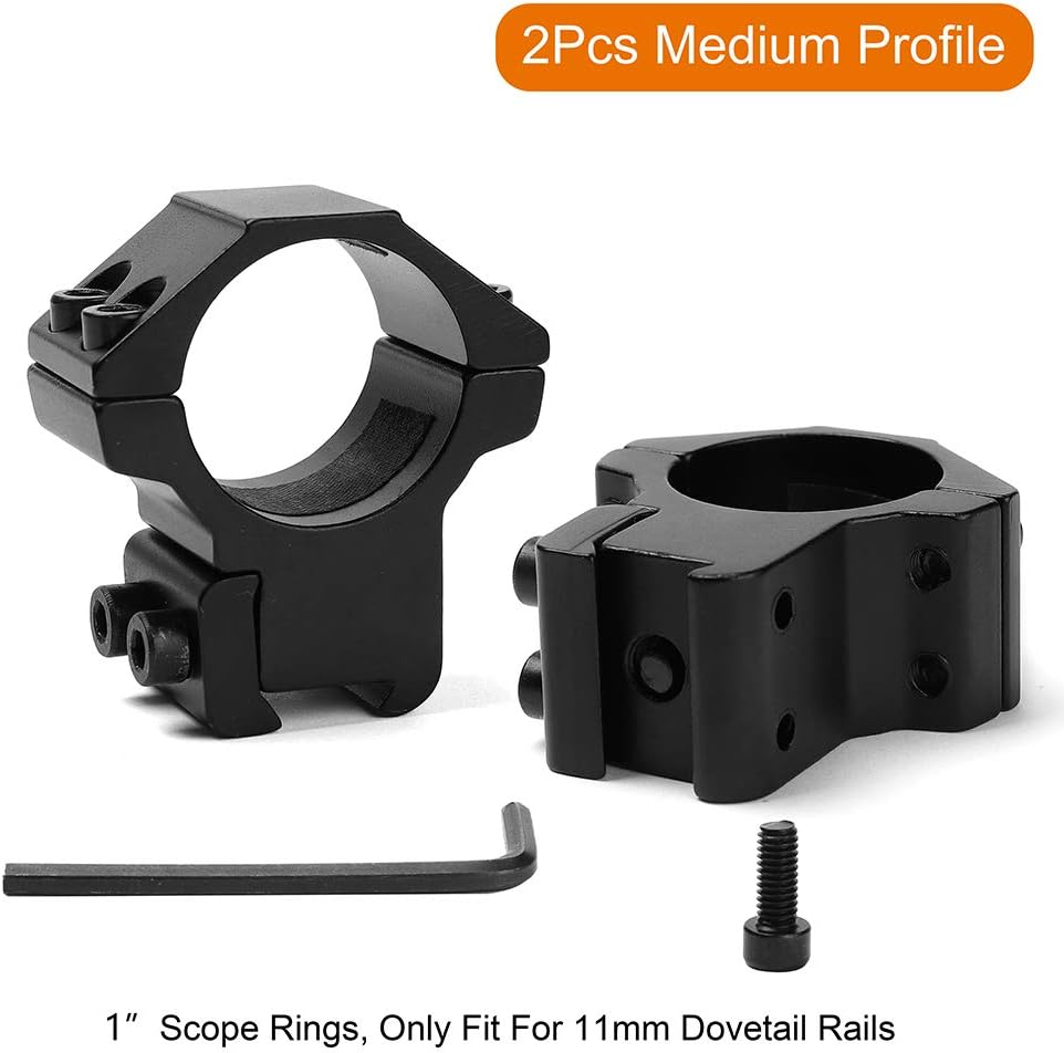 Liipor 1'' Scope Rings, 2Pcs High Profile + 2Pcs Medium Profile 1 Inch Scope Mount Rings for 11mm Rails - Pack of 4 : Sports & Outdoors