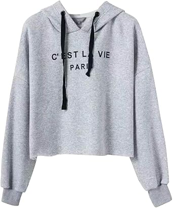 letter print crop hoodie
