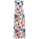 GRACE KARIN Women Strapless Dress Casual Loose Ruched Long Maxi Dress with Pockets