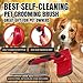 QOUKETT Dog Shedding Brushes, Pet Grooming and Self Cleaning Slicker Brush for Dogs and Cats, Comb, Stainless Steel Groom Tools with Built-in Cleaner Button Detangling & Stainless Comb