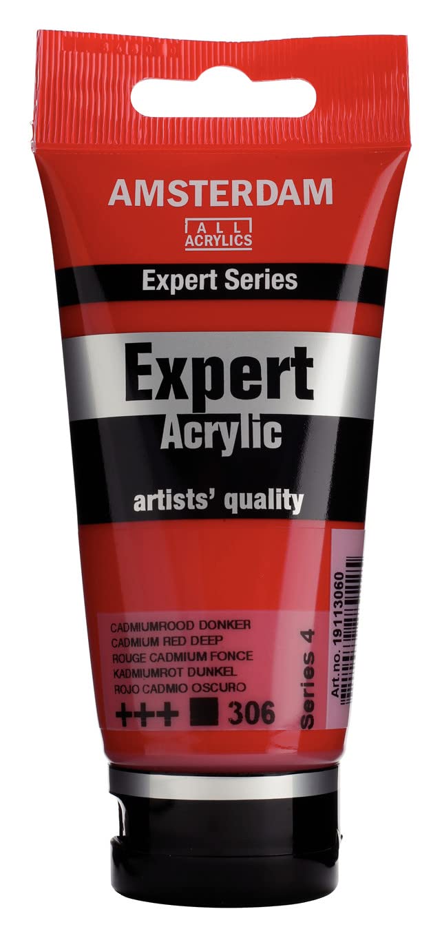 Amsterdam Expert Series Acrylic Paint Tube - Cadmium Red Deep 306 - Heavy Body, High Pigment, Lightfast, 75 ml