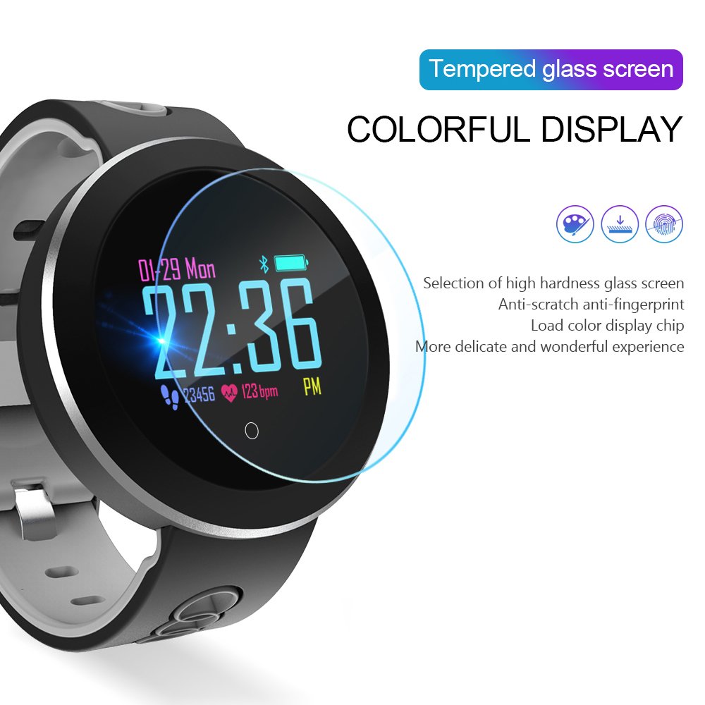 COSVII Smart Watch Waterproof, Bluetooth Fitness Tracker with Heart Rate Monitor, Sleep Monitor, Step& Calories Tracker, Alarm Clock, Call/SNS/SMS Reminder, Compatible with Android and iOS (Gray)