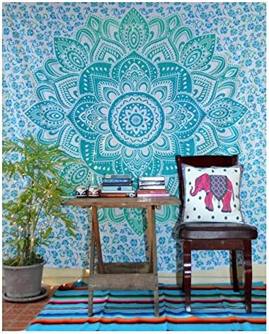 Tanya Handicrafts King Size Ombre Tapestry Ombre Bedding Mandala Tapestry Indian Mandala Wall Art Hippie Wall Hanging Bohemian Bedspread