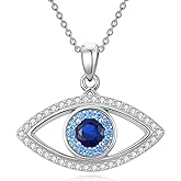 EUSJ 925 Sterling Silver Evil Eye Protection Necklace Jewelry for Women, Ojo Turco Pendant Luck Amulet, Birthday Gift for Women Her, with 18+2inch Chain