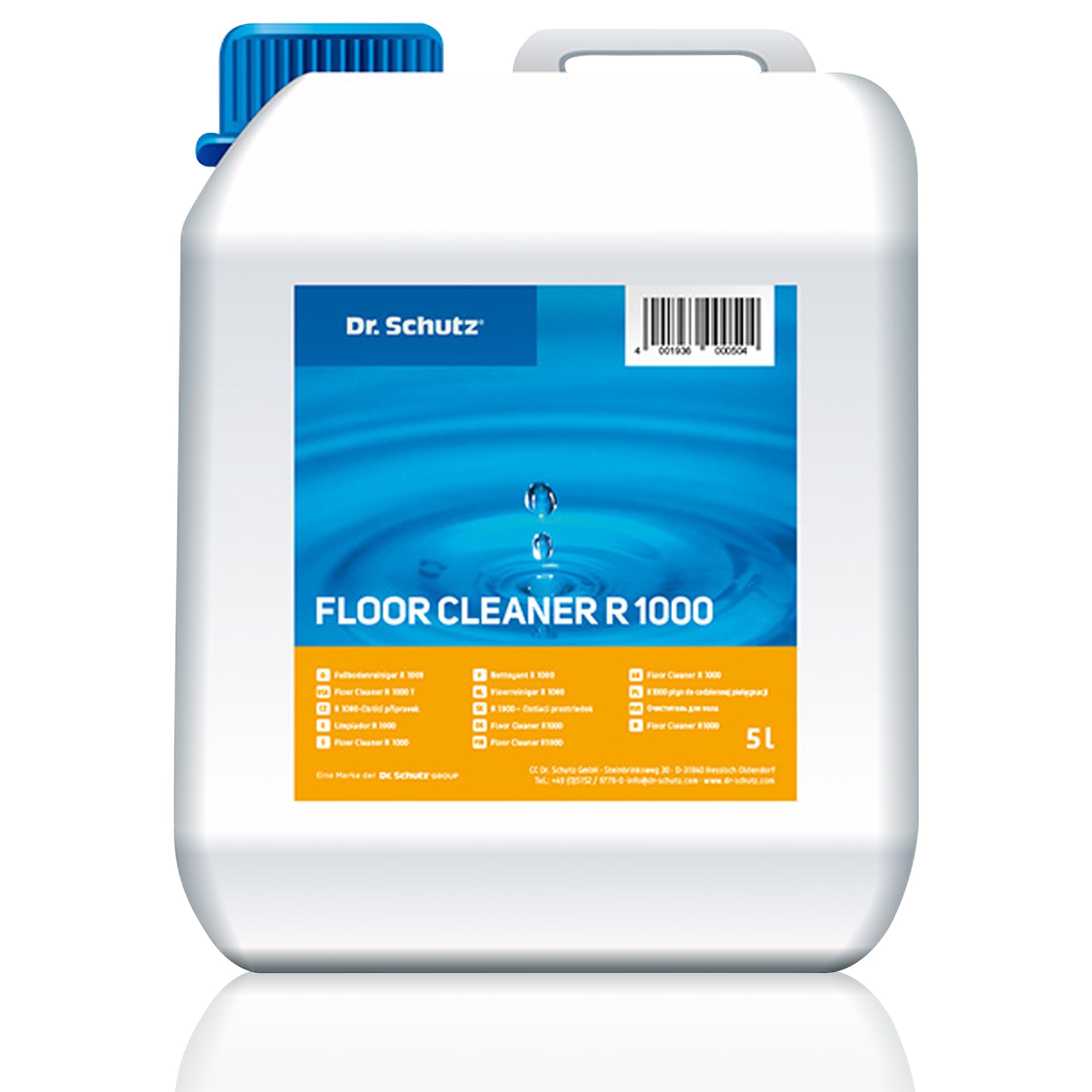 Dr. Schutz Floor Cleaner R1000 5Ltr – Professional Hard Floor Cleaner | Anti-Slip, Environmentally friendly | Water-Soluble Protective Film | Up to 1000m²/L Coverage | Compliant for Sport Floors