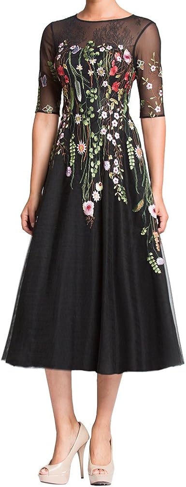 tea length embroidered dress