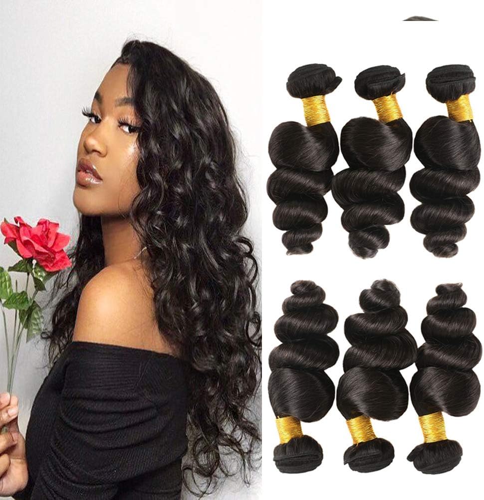 Huarisi 3 Bundles of Brazilian Hair 20 22 24 Inches Cheap Loose Wave Weave Brazilian Virgin Hair Deals Unprocessed Hair on Amazon