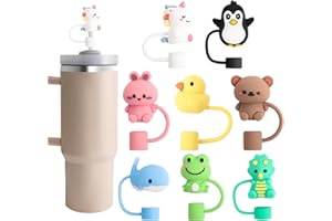 NEEDBROCK 8 PCS Animal Straw Cover, Straw Topper for Stanley 30&40 Oz Tumbler, Silicone Straw Covers Cap Cute Straw Caps in Various Shapes, Reusable Straw Tip Covers for 0.4 Inch/10 mm Straws