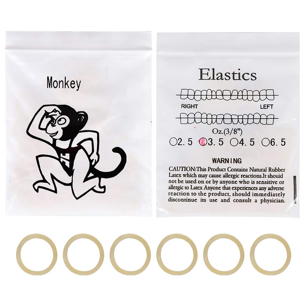 RZJZGZ 5 Packs(500 pcs) Orthodontic Elastic Bands Dental Orthodontic Elastics Latex Rubber Bands(Monkey 3/8")