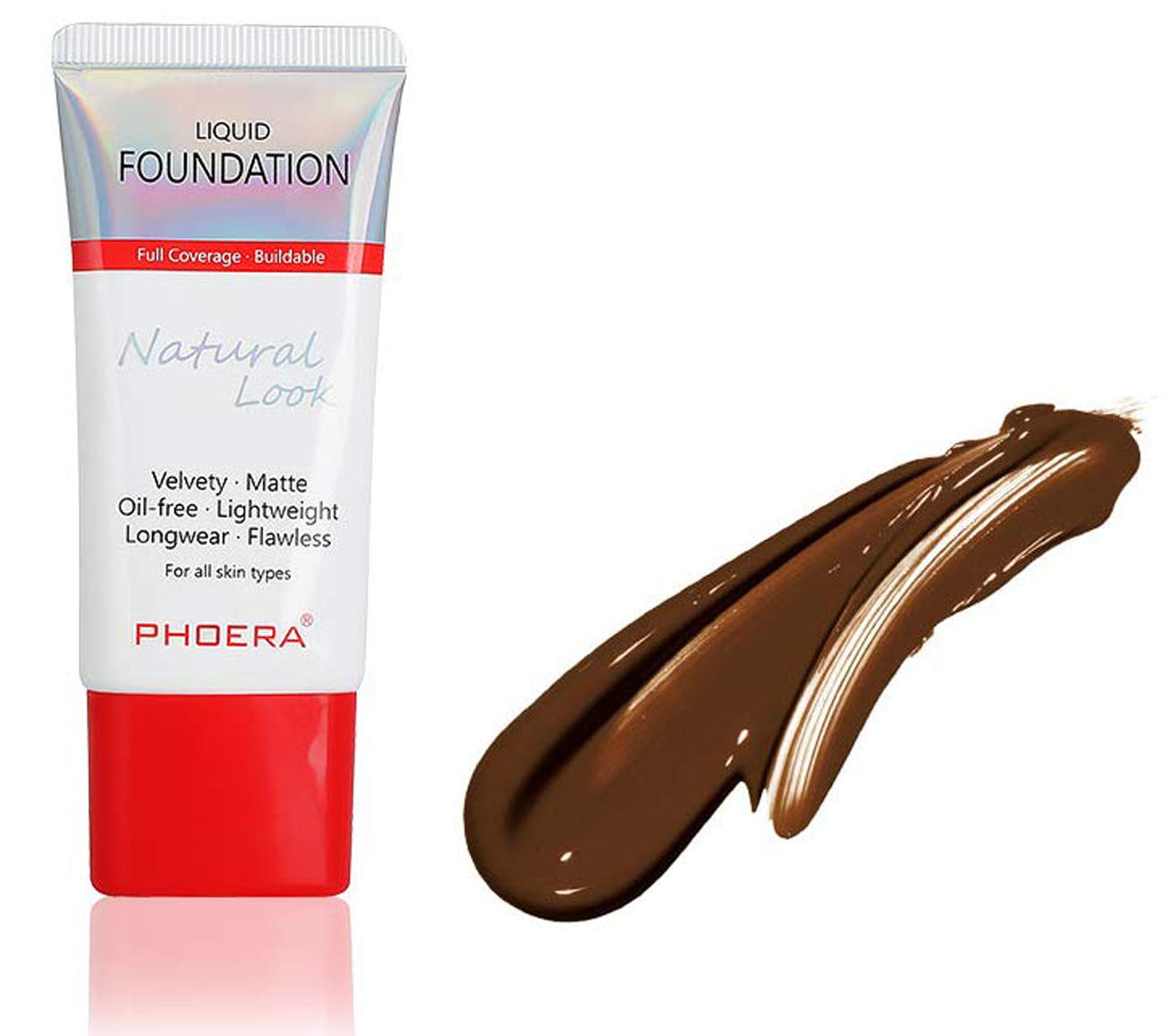 AQUAPURITY PHOERA Full Coverage Foundation New Formula Waterproof Long Lasting Oil Free Velvet Matte Liquid Foundation for Oily Skin Flawless Makeup Base Cream Concealer (110 Truffle…)