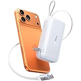 TORRAS EasyGo 3-in-1 Portable Charger Power Bank with Wall Plug & Retractable USB-C Cable, Fast Charging 10000mAh Battery Pack for iPhone 17/16/15, Samsung, Laptop, MacBook - Travel Essential
