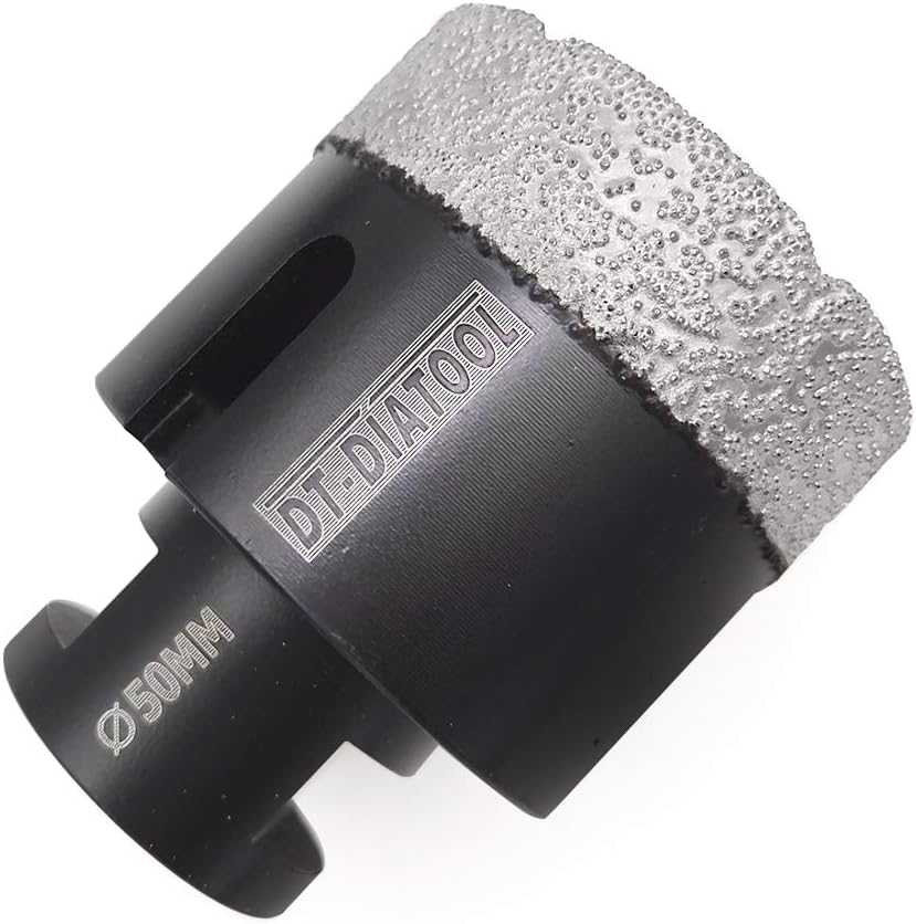 DT-DIATOOL Diamond Drill Bit 50mm Hole Saw for Dry Drilling Tile Porcelain Marble Ceramic Granite, Black
