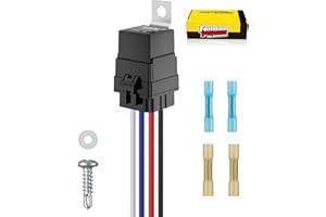 FASTSTORM 1 Pack 4 PIN 12V DC IP65 Waterproof Relay with Harness 40/30 AMP Relay Switch - Heavy Duty 12&16 AWG Tinned Copper Wires, SPST Automotive Relay Kit for Horns Starters Radiator Motor Fans