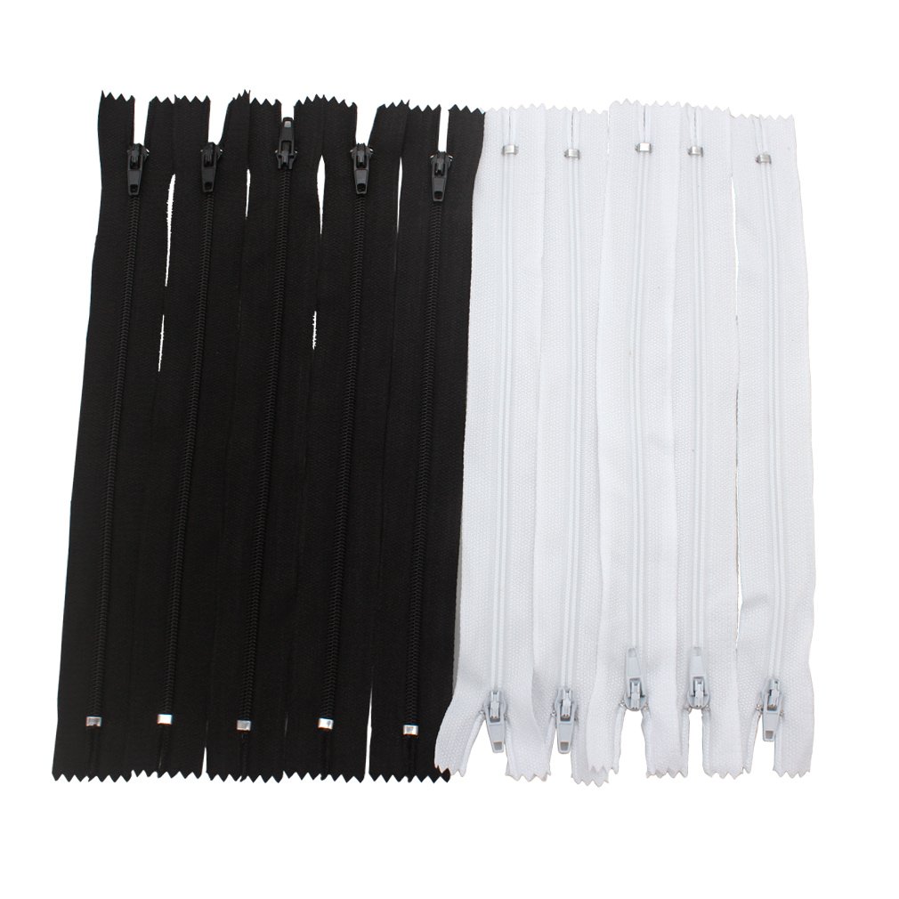 Amariver Black and White Nylon Coil Zippers, 100Pcs 9 Inches Nylon Coil Zippers for Tailor Sewer Sewing Crafter Special, 2 Colors, 50 Pcs Per Color