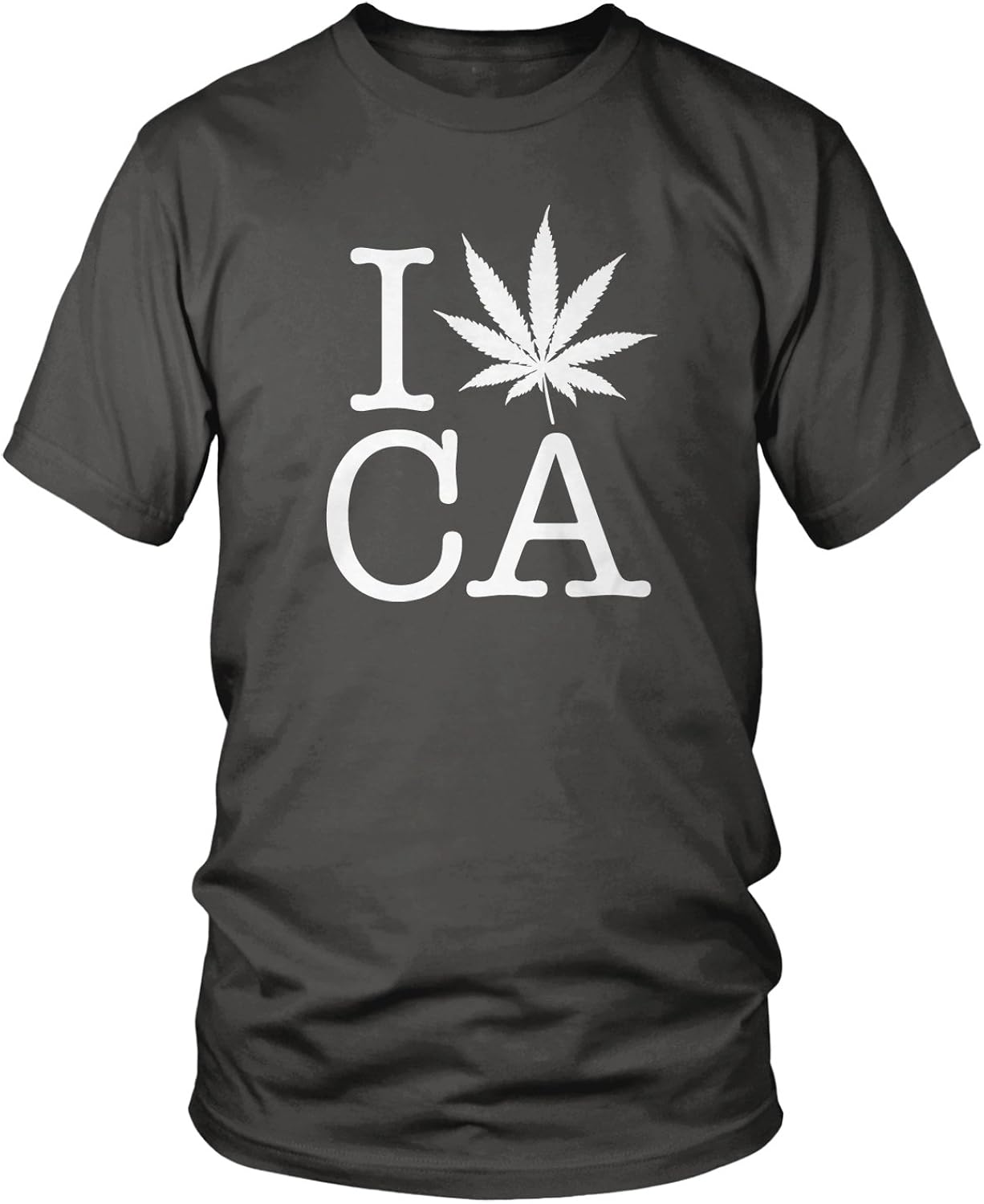Amdesco Men's I Love CA, Pot Leaf Cali Weed T-Shirt