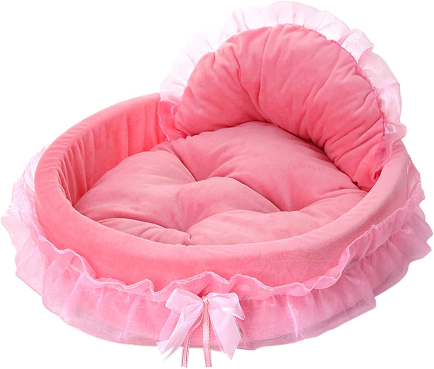 Photo 1 of pawstrip Pink Dog Bed Washable Princess Cat Couch Soft Plush Pet Sofa Nest Mat Snuggle Kitten Puppy Cave Beds Cute Cozy Kitten Doggy Kennel Cushion Small Medium Dogs Cats Sleeping Pad (L, Pink)