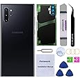 Perzework Rear Back Glass Replacement for Samsung Galaxy Note 10+ Plus 6.8 inches 5G with Reparing Toolkit and Pre-Installed Adhesive (Aura Black)